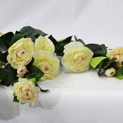 3 Pcs 60cm Dense leaf Gradient Yellow pink Artificial Camellia Bouquet