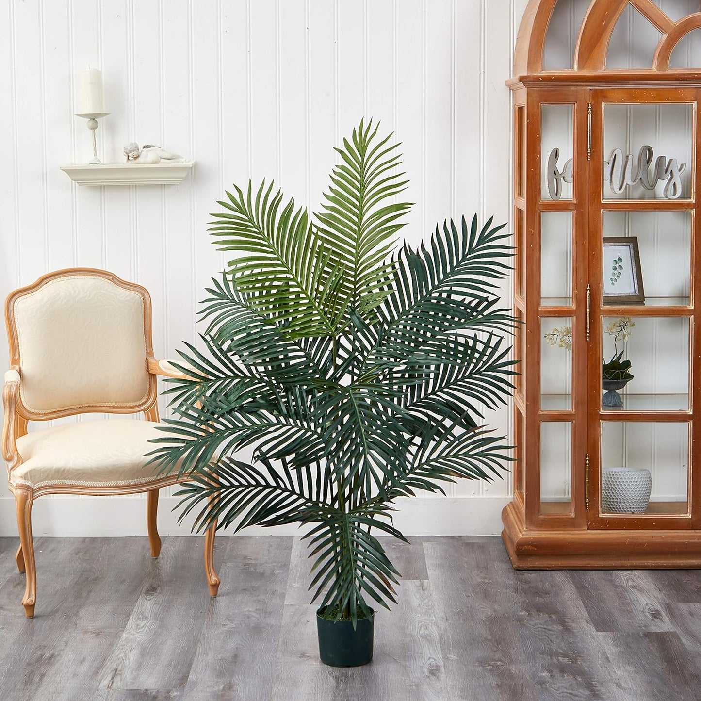 5FT Tall Artificial Paradise Palm Plant, Fake Palm Tree with 12 Trunks and Realistic Palm Leaves, Faux palm Tree for Indoor Home Décor
