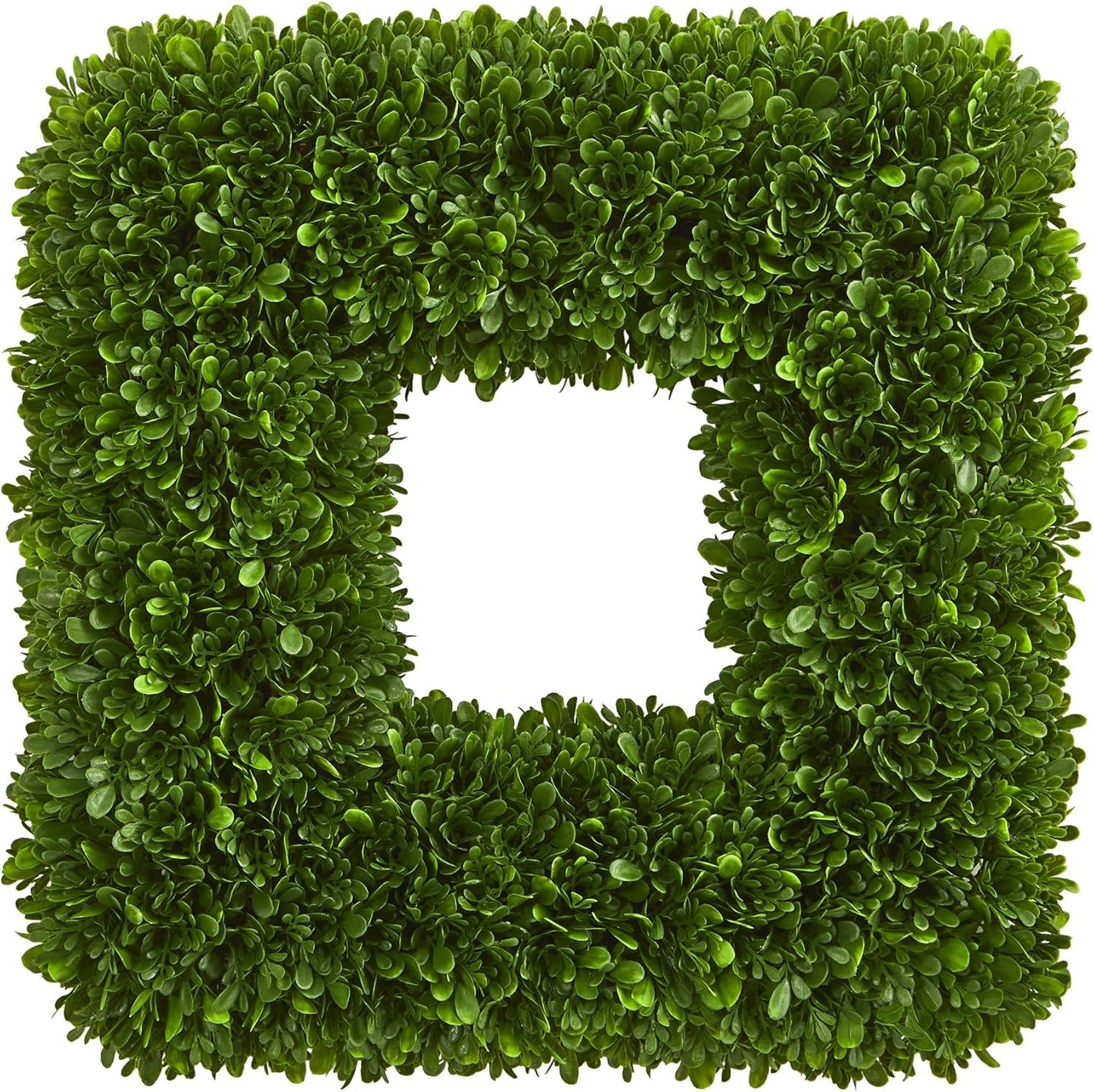 17" Tea Leaf Square Wreath UV Resistant Artificial Plant, Green