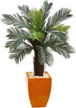 4.5ft. Cycas Artificial Tree in Orange Planter UV Resistant (Indoor/Outdoor)