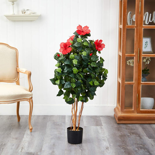 4’ Hibiscus Artificial Tree, 4ft, Green