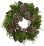 4198 28" Pine Cone & Pine Artificial Wreath Green