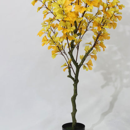 150cm Retro Autumn Yellow Non Detachable Artificial Ginkgo Plant