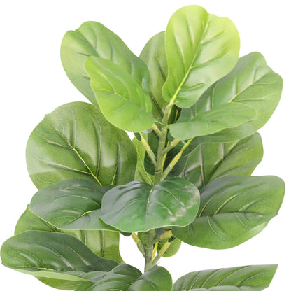 Ficus Lyrata Mini Artificiale 55cm con 16 Grandi Foglie Verdi Scuro, Pianta Finta in Vaso per Decorazione Tavolo Natale