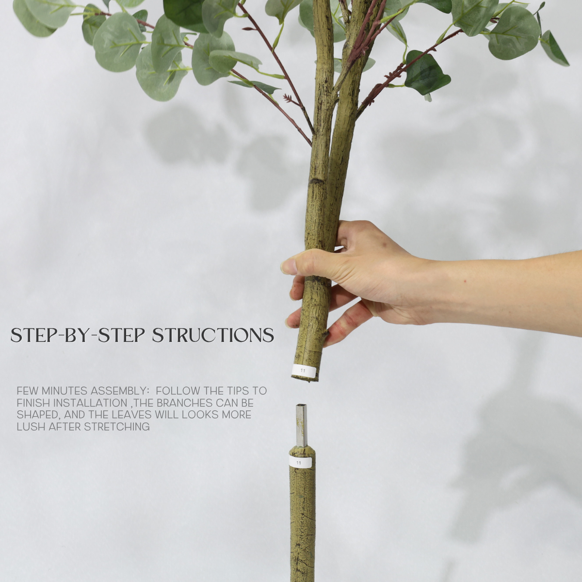 Eucalipto Artificiale Smontabile 120cm, Pianta Finta Verde Fresco per Decorazione Casa Ufficio Natale