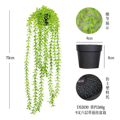 悬挂盆栽组合 家居橱柜盆栽垂条盆景室内装饰绿植仿真盆栽 No50