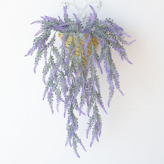 Simulation lavender living room wall interior decoration, pastoral style wall hanging rattan plant artificial flower vine No50