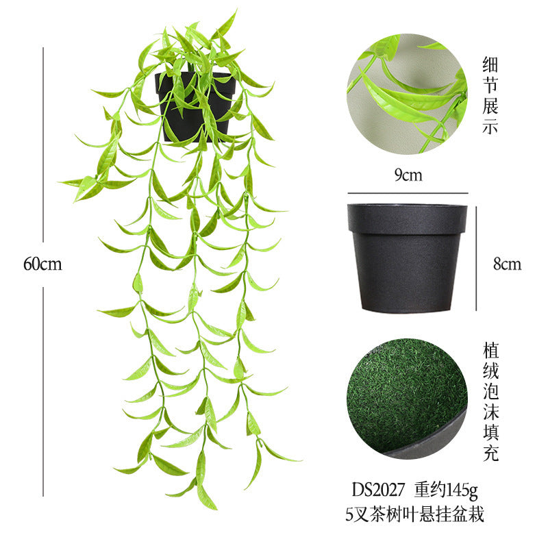 悬挂盆栽组合 家居橱柜盆栽垂条盆景室内装饰绿植仿真盆栽 No50