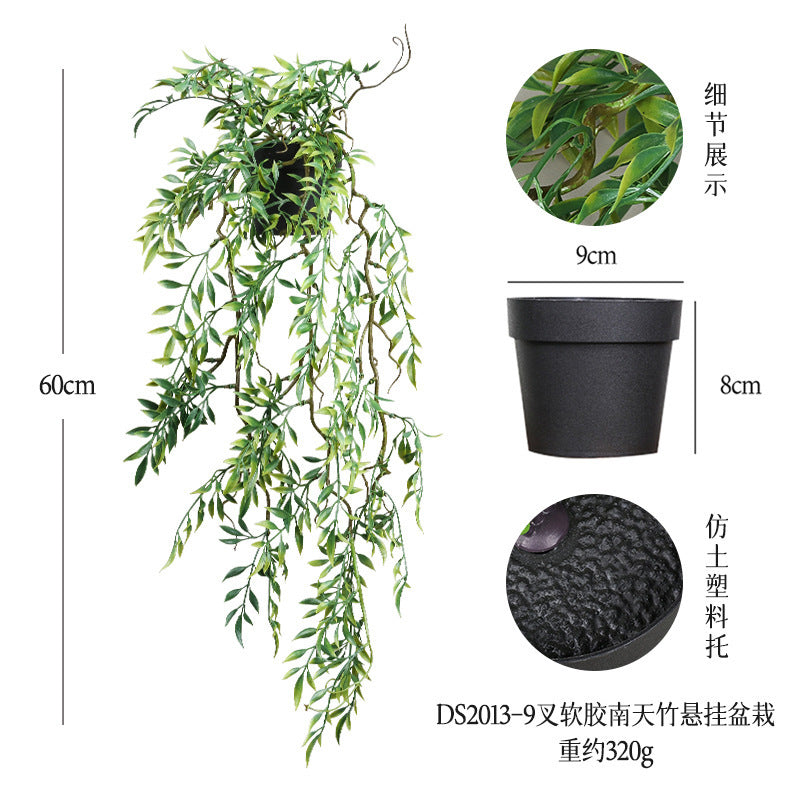 悬挂盆栽组合 家居橱柜盆栽垂条盆景室内装饰绿植仿真盆栽 No50