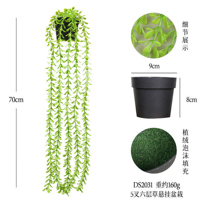 悬挂盆栽组合 家居橱柜盆栽垂条盆景室内装饰绿植仿真盆栽 No50