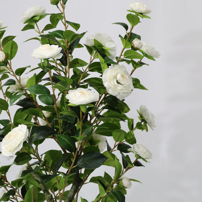 150cm Artificial Camellia Tree White Blooms Non-Detachable Faux Plant