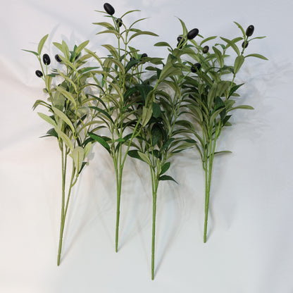 4 Pcs 45cm Artificial Olive Branches Bendable Stems UV-Resistant Faux Greenery