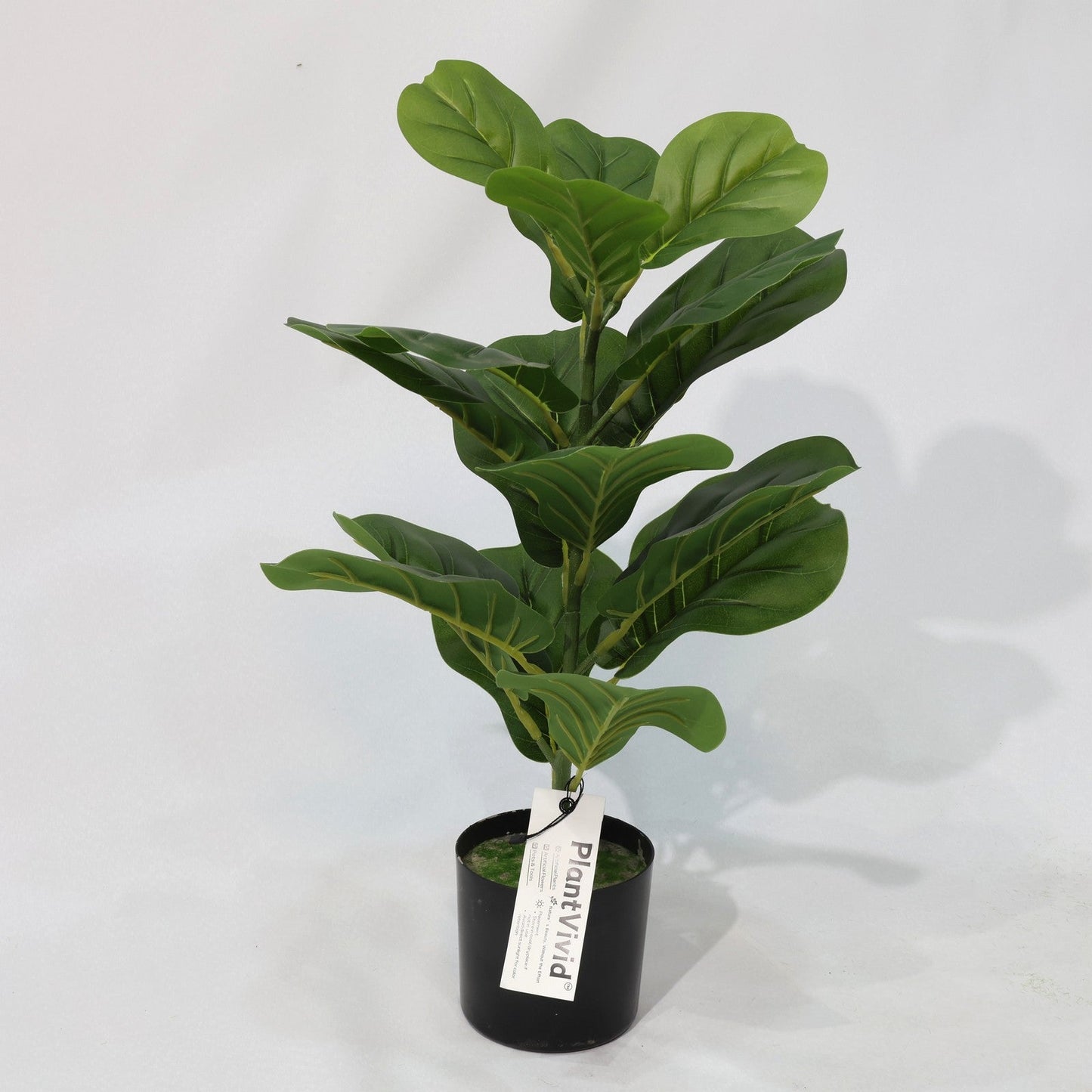 Ficus Lyrata Mini Artificiale 55cm con 16 Grandi Foglie Verdi Scuro, Pianta Finta in Vaso per Decorazione Tavolo Natale