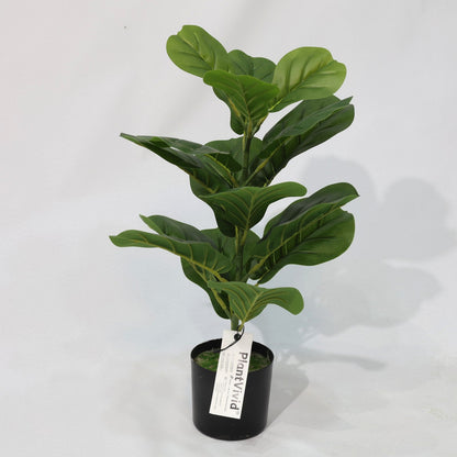 Ficus Lyrata Mini Artificiale 55cm con 16 Grandi Foglie Verdi Scuro, Pianta Finta in Vaso per Decorazione Tavolo Natale