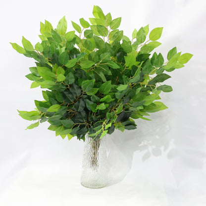 12 Pcs 55cm Artificial Ficus Leaves Stems Plastic Plant lifelike Leaf
