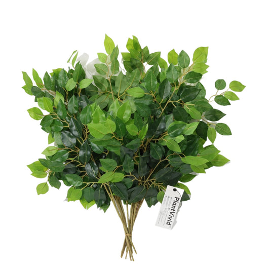 12 Pcs 55cm Artificial Ficus Leaves Stems Plastic Plant lifelike Leaf