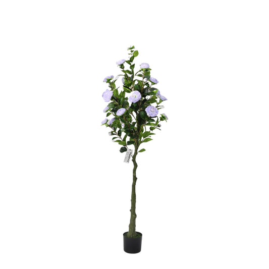 150cm Artificial Camellia Tree Purple Blooms Realistic Faux Potted Plant