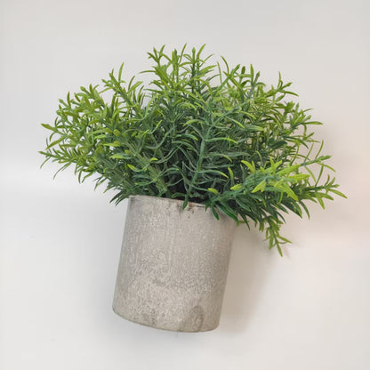 20cm Artificial Rosemary Plant in Concrete Pot - Lifelike Greenery for Home Decor