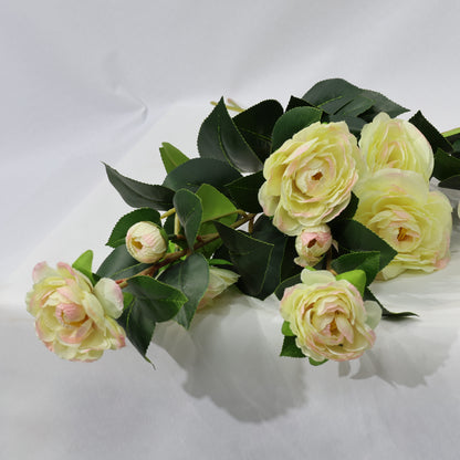 3 Pcs 60cm Dense leaf Gradient Yellow pink Artificial Camellia Bouquet