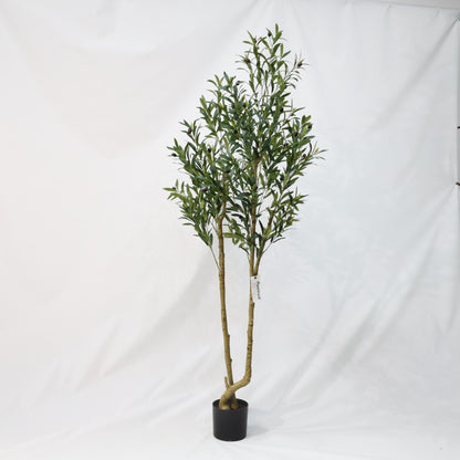 120cm Curved Trunk Artificial Olive Tree Detachable Potted Green Tree