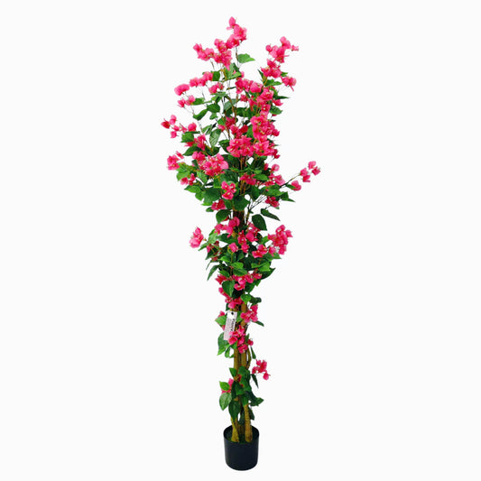 Bougainvillea Artificiale 180cm con Fiori Rossi in Plastica, Albero Finta in Vaso per Decorazione Casa e Negozio Natale