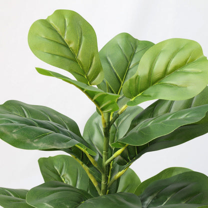 Ficus Lyrata Mini Artificiale 55cm con 16 Grandi Foglie Verdi Scuro, Pianta Finta in Vaso per Decorazione Tavolo Natale