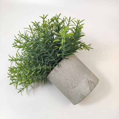 20cm Artificial Rosemary Plant in Concrete Pot - Lifelike Greenery for Home Decor