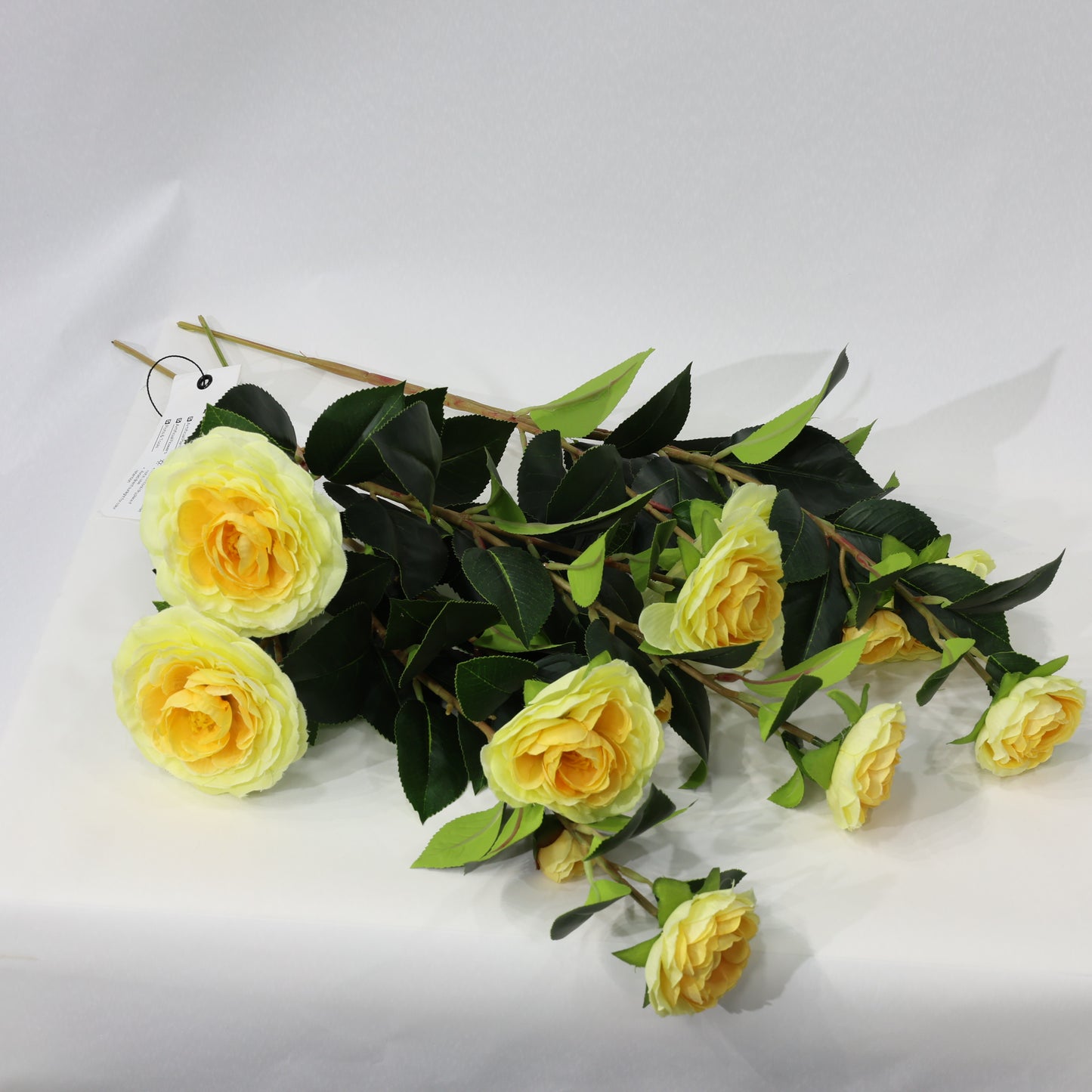 3 Pcs 60cm Faux leaf gradient yellow artificial camellia bouquets wedding decor