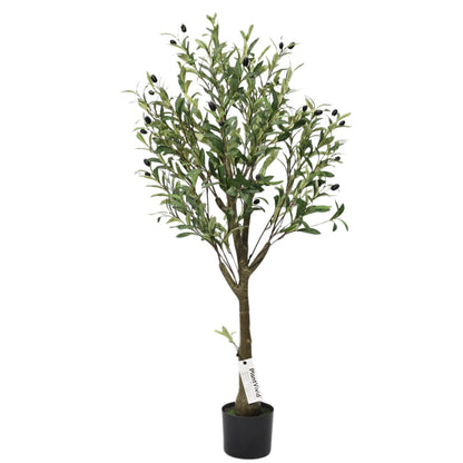 Olivo Artificiale Smontabile 120cm con Frutti Finti, Pianta Finta Verde in Vaso per Decorazione Casa Ufficio Natale