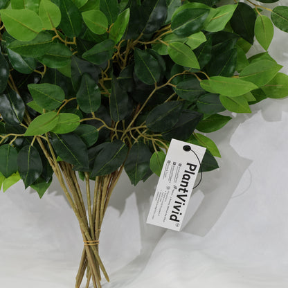 12 Pcs 55cm Artificial Ficus Leaves Stems Plastic Plant lifelike Leaf