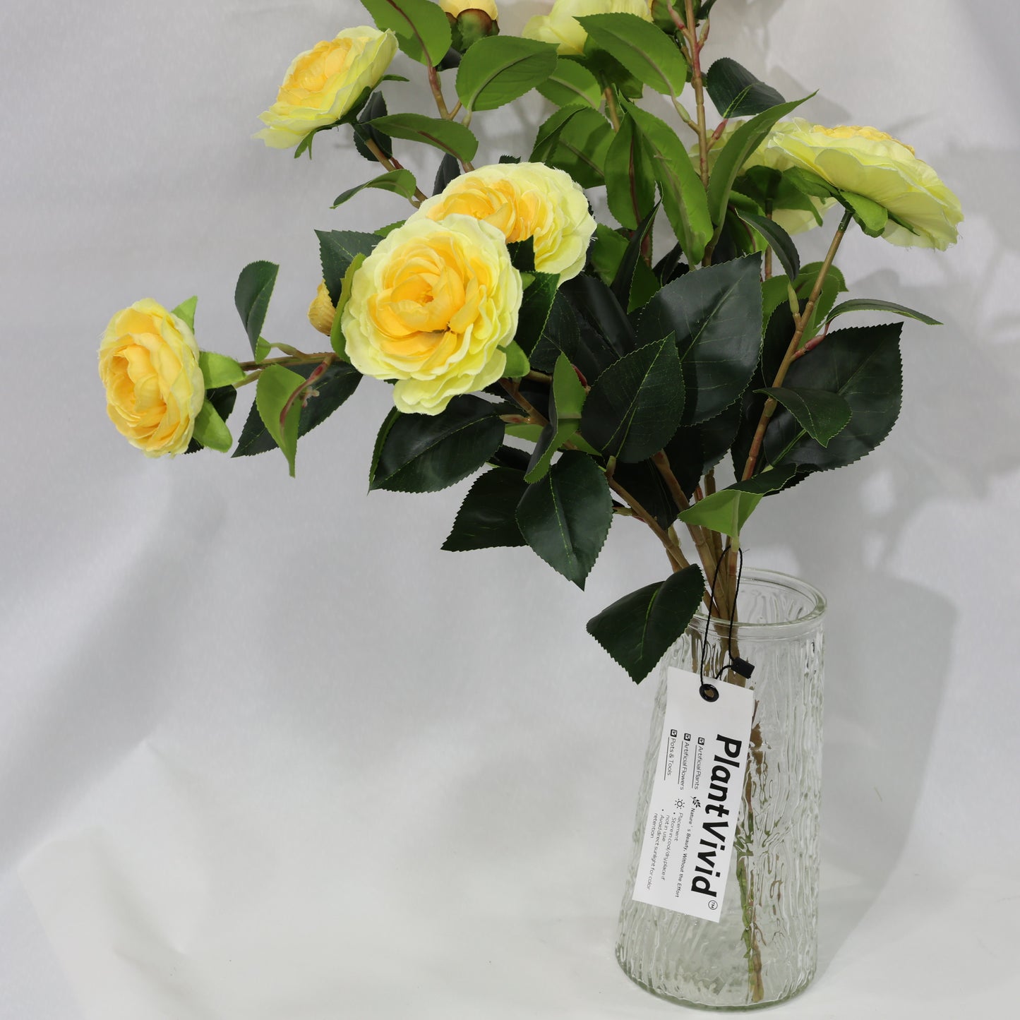 3 Pcs 60cm Faux leaf gradient yellow artificial camellia bouquets wedding decor