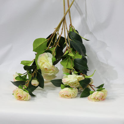 3 Pcs 60cm Dense leaf Gradient Yellow pink Artificial Camellia Bouquet