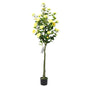 150cm Potted Single-Stem Yellow Camellia Green leaf Artificial Blossom Tree