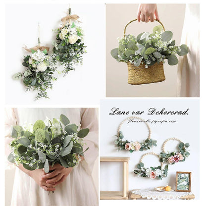 12pcs Eucalyptus with flowers artificial plant