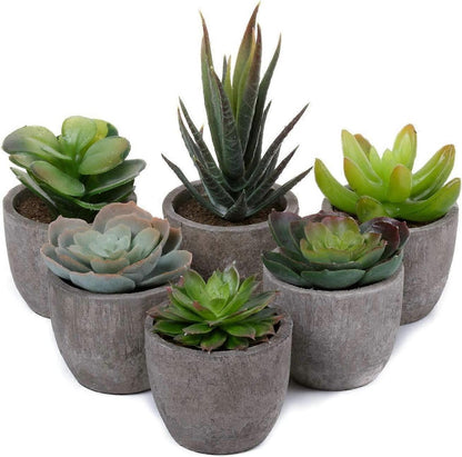 6 Pieces Artificial Plants Indoor,Decoration Artificial Plants with Pot