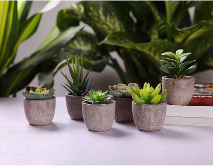 6 Pieces Artificial Plants Indoor,Decoration Artificial Plants with Pot