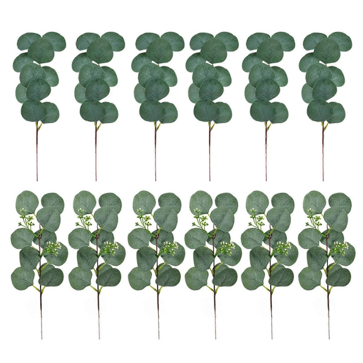 12pcs Eucalyptus with flowers artificial plant