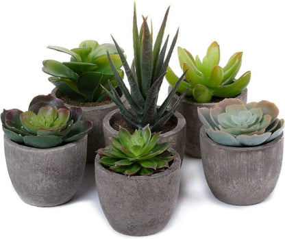 6 Pieces Artificial Plants Indoor,Decoration Artificial Plants with Pot