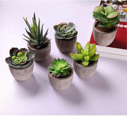 6 Pieces Artificial Plants Indoor,Decoration Artificial Plants with Pot
