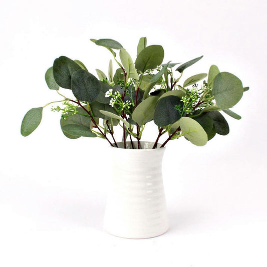 12pcs Eucalyptus with flowers artificial plant